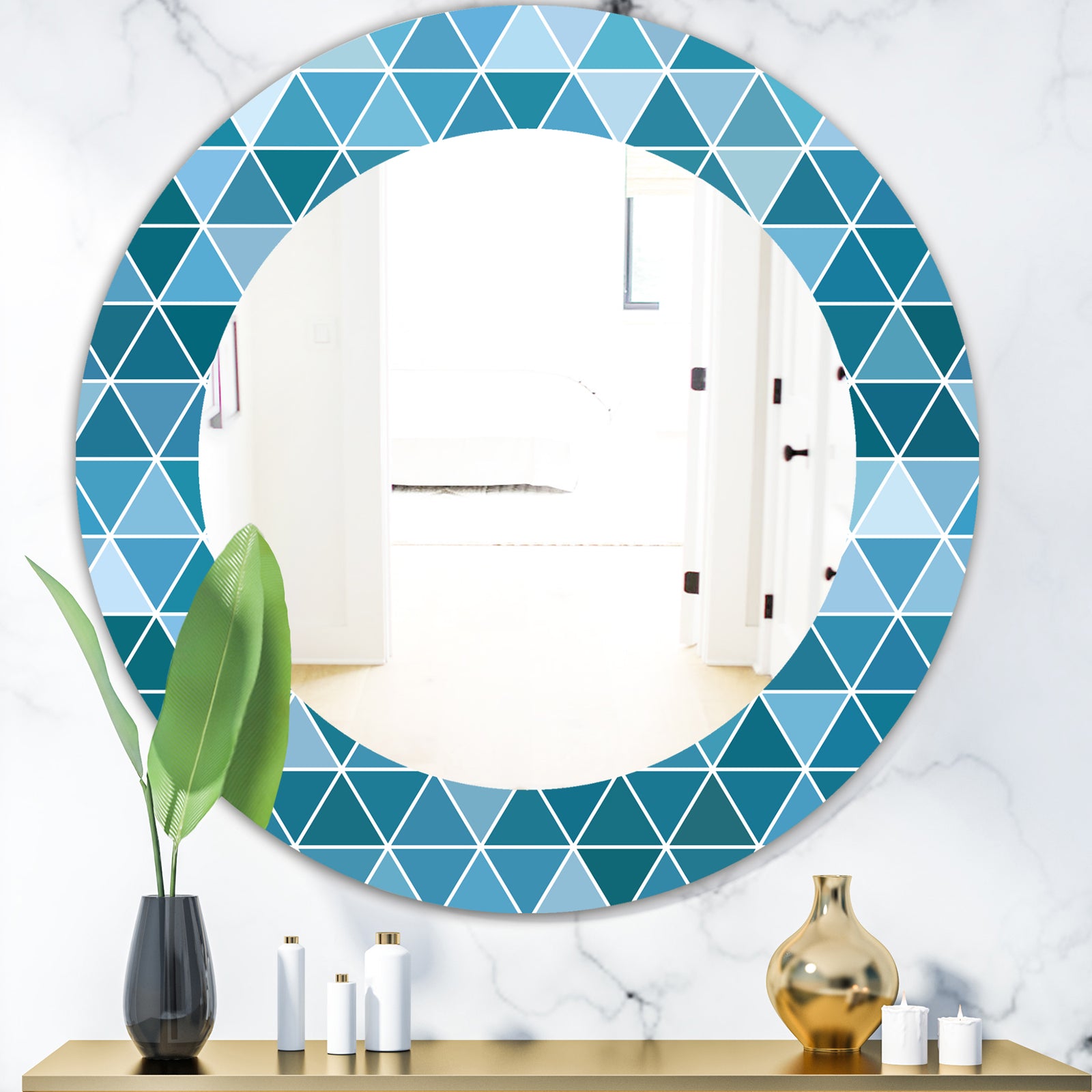 Triangular Colourfields 34 - Modern Mirror - Oval or Round Wall Mirror
