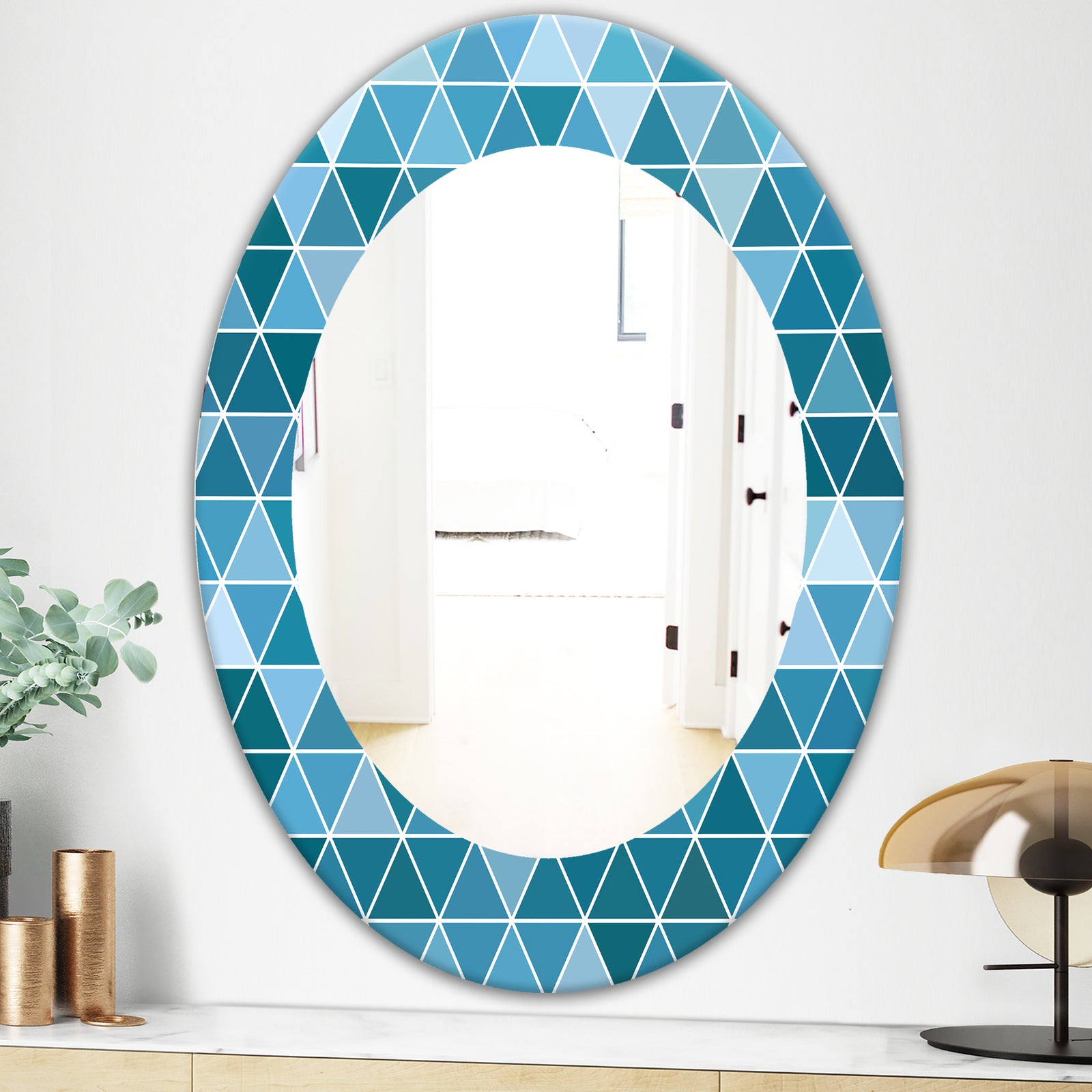 Triangular Colourfields 34 - Modern Mirror - Oval or Round Wall Mirror