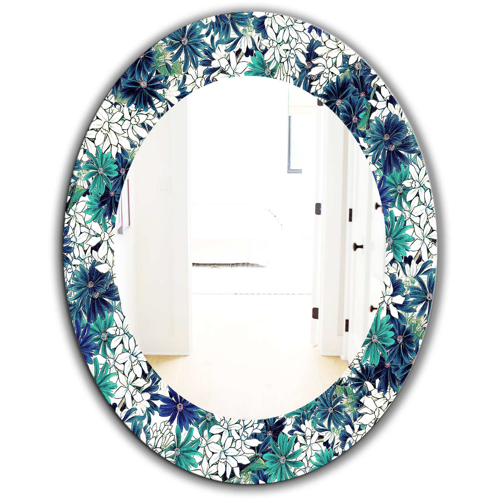 Turquoise Of Flowers - Traditional Mirror - Oval or Round Wall Mirror