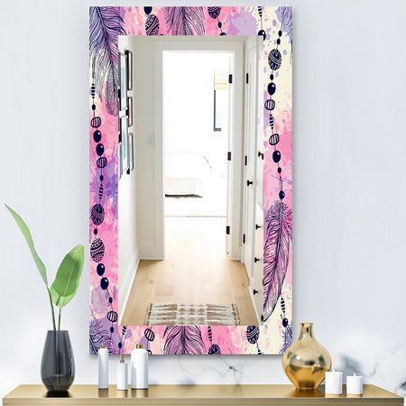 Feathers 30 - Bohemian and Eclectic Mirror - Frameless Eclectic Bathroom Mirror