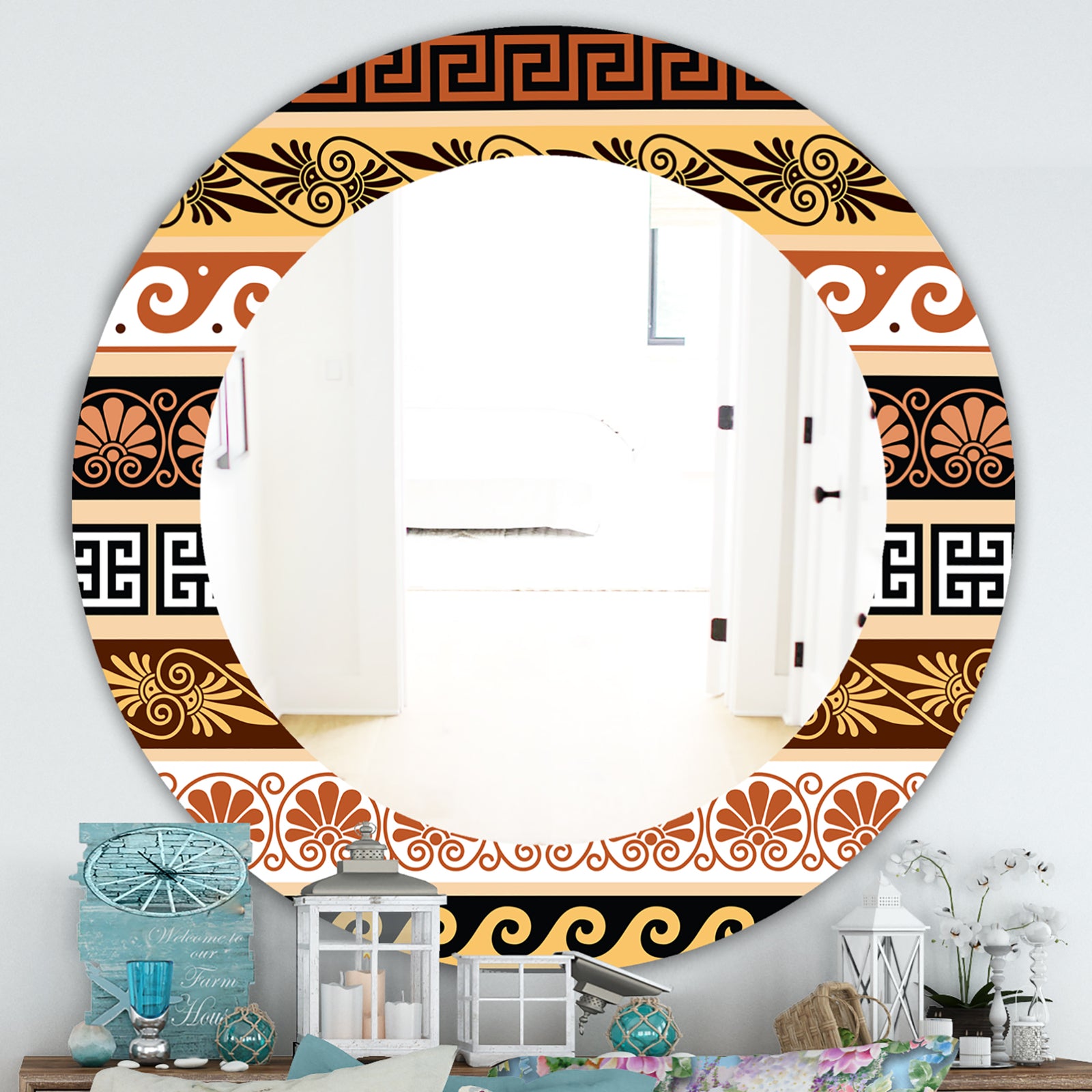 Ancient Patterns - Traditional Mirror - Oval or Round Wall Mirror