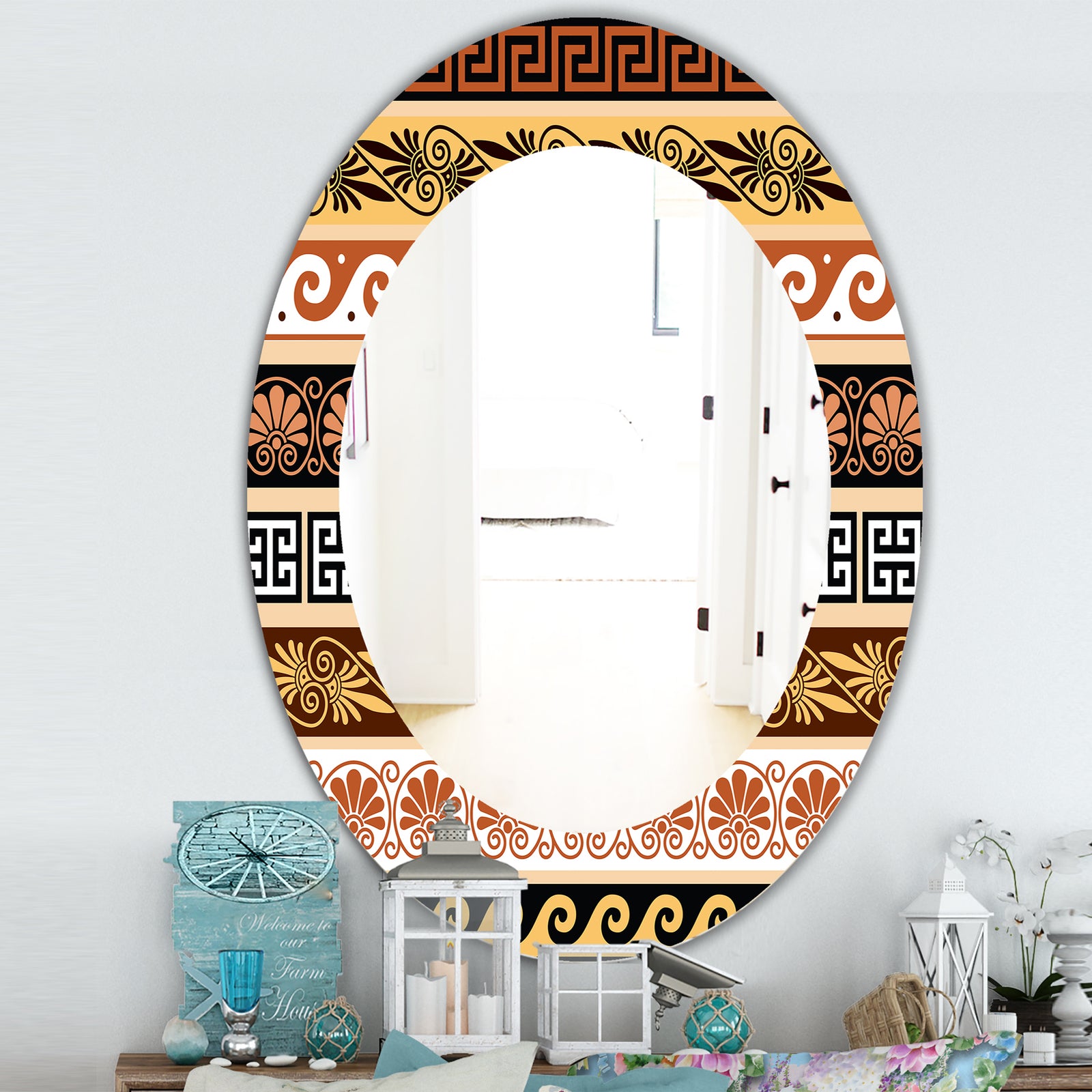 Ancient Patterns - Traditional Mirror - Oval or Round Wall Mirror
