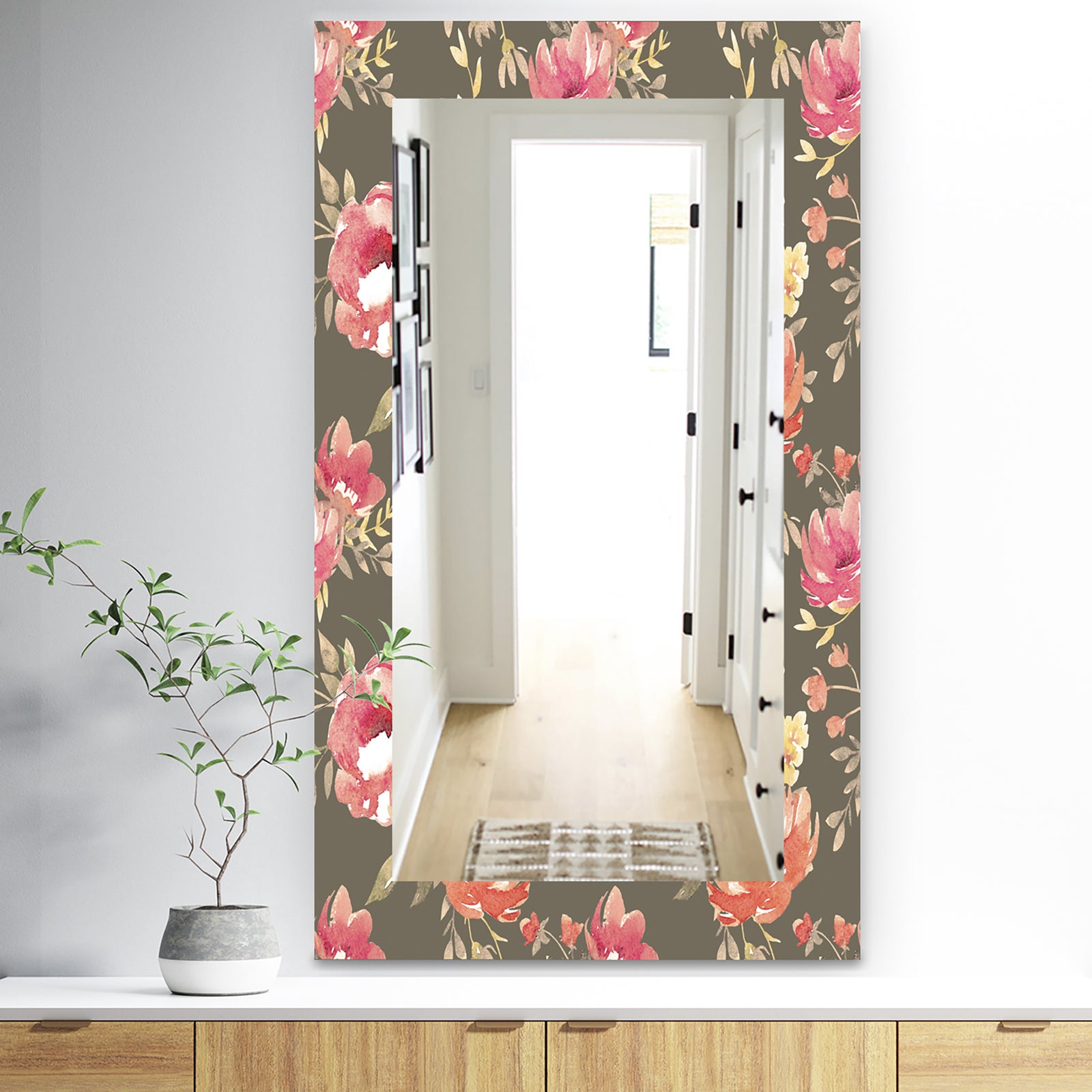 Pink Blossom 57 - Traditional Mirror - Frameless Wall Mirror