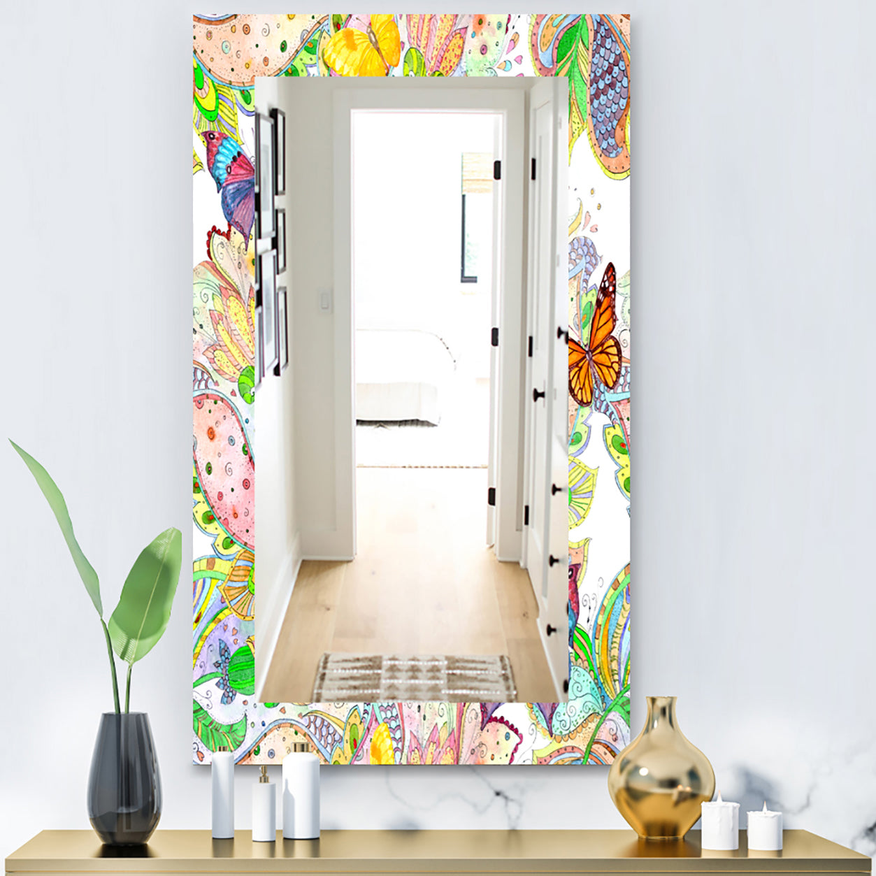Bohemian Butterflies - Bohemian & Eclectic Mirror - Modern Wall Mirror