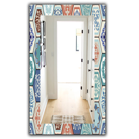 Light Blues and Tan - Mid-Century Mirror - Vanity Mirror