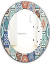 Light Blues and Tan - Mid-Century Mirror - Oval or Round Wall Mirror