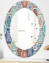 Light Blues and Tan - Mid-Century Mirror - Oval or Round Wall Mirror