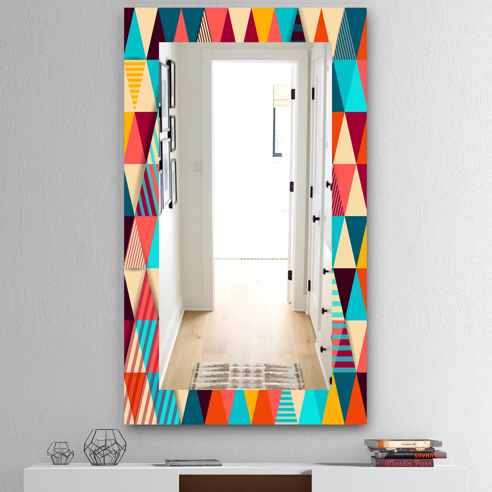 Triangular Colourfields 35 - Mid-Century Mirror - Wall Mirror