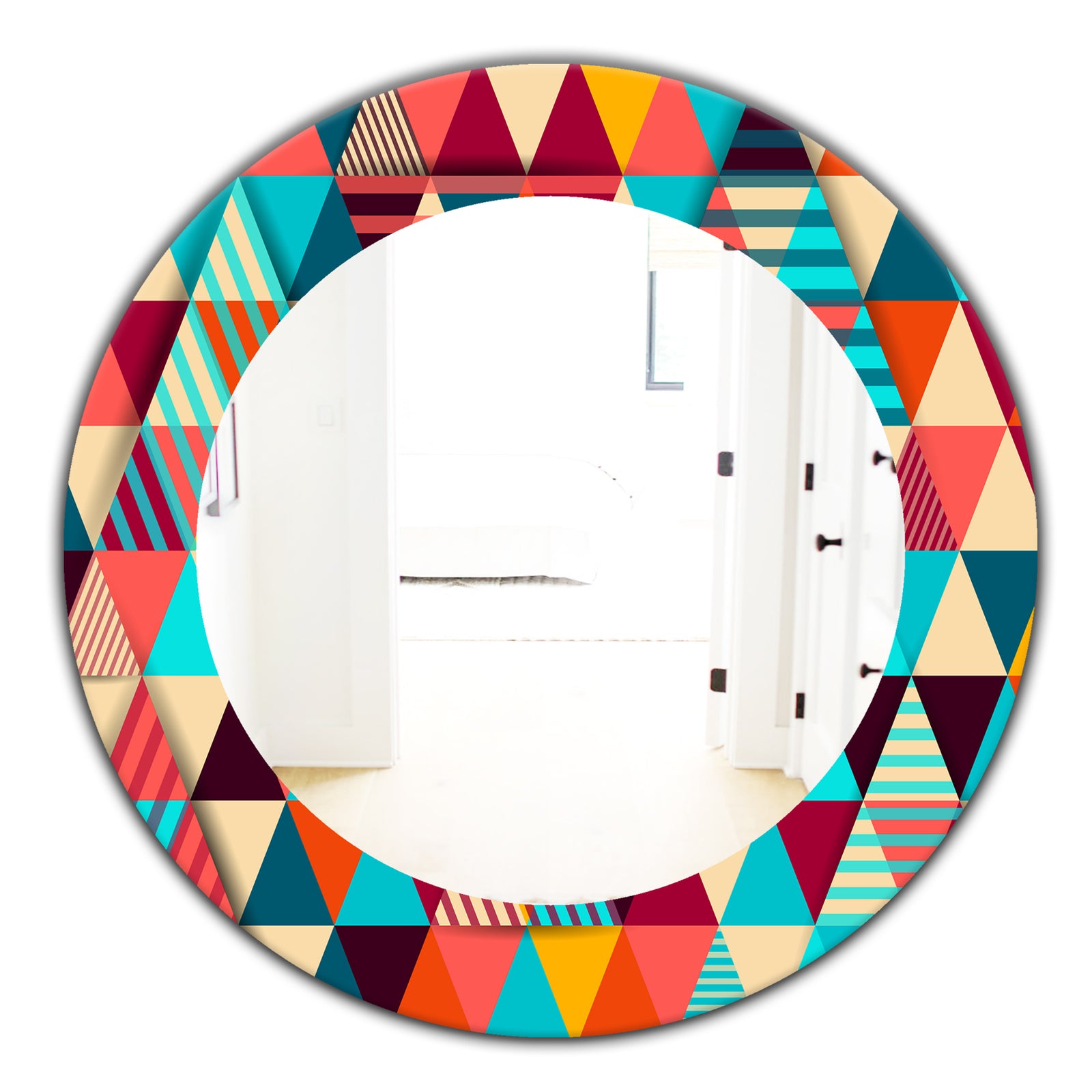 Triangular Colourfields 35 - Mid-Century Mirror - Oval or Round Wall Mirror