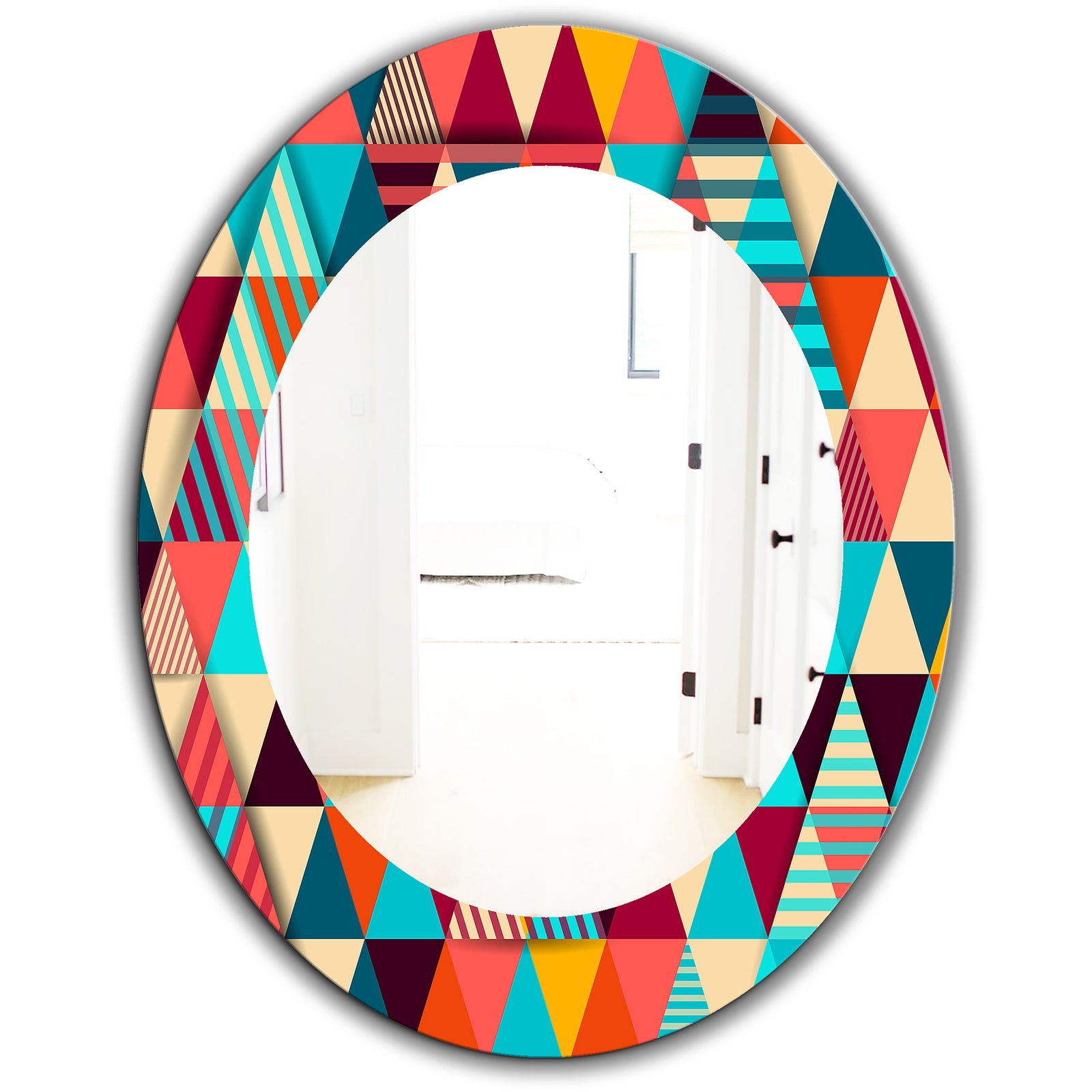 Triangular Colourfields 35 - Mid-Century Mirror - Oval or Round Wall Mirror