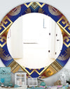 Meander Greek Royal Blue - Traditional Mirror - Oval or Round Wall Mirror