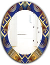 Meander Greek Royal Blue - Traditional Mirror - Oval or Round Wall Mirror