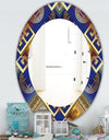 Meander Greek Royal Blue - Traditional Mirror - Oval or Round Wall Mirror