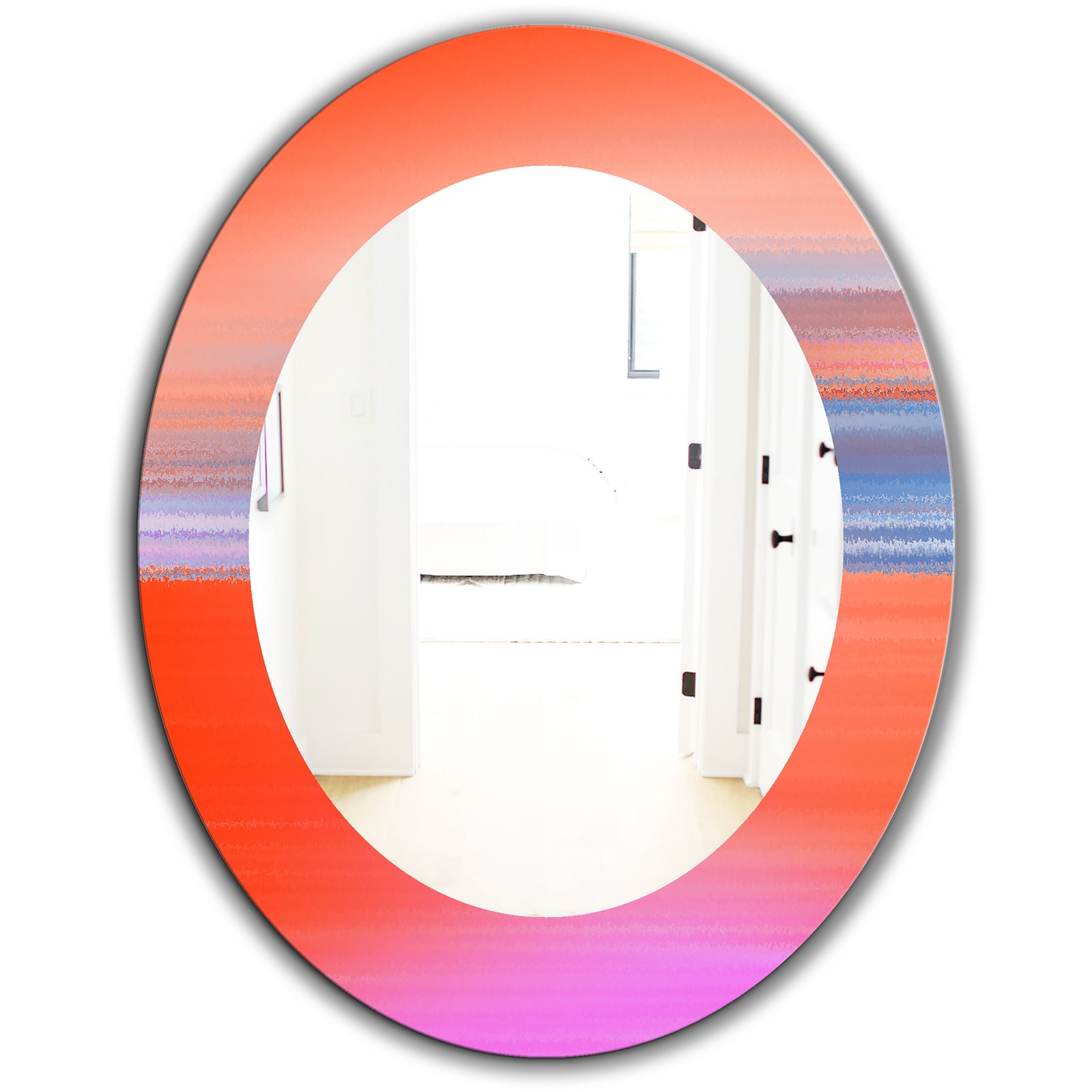 Pink Spheres 13 - Mid-Century Mirror - Frameless Oval or Round Wall Mirror