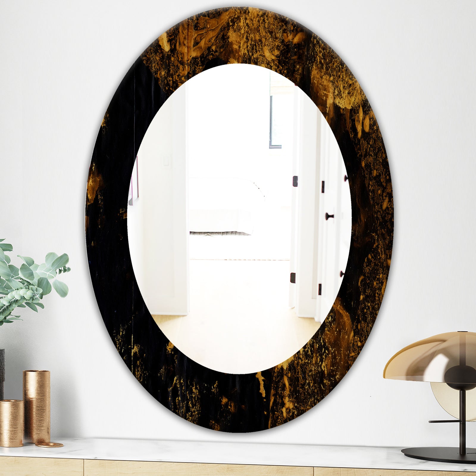 Marbled Yellow 8 - Glam Wall Mirror - Oval or Round Wall Mirror