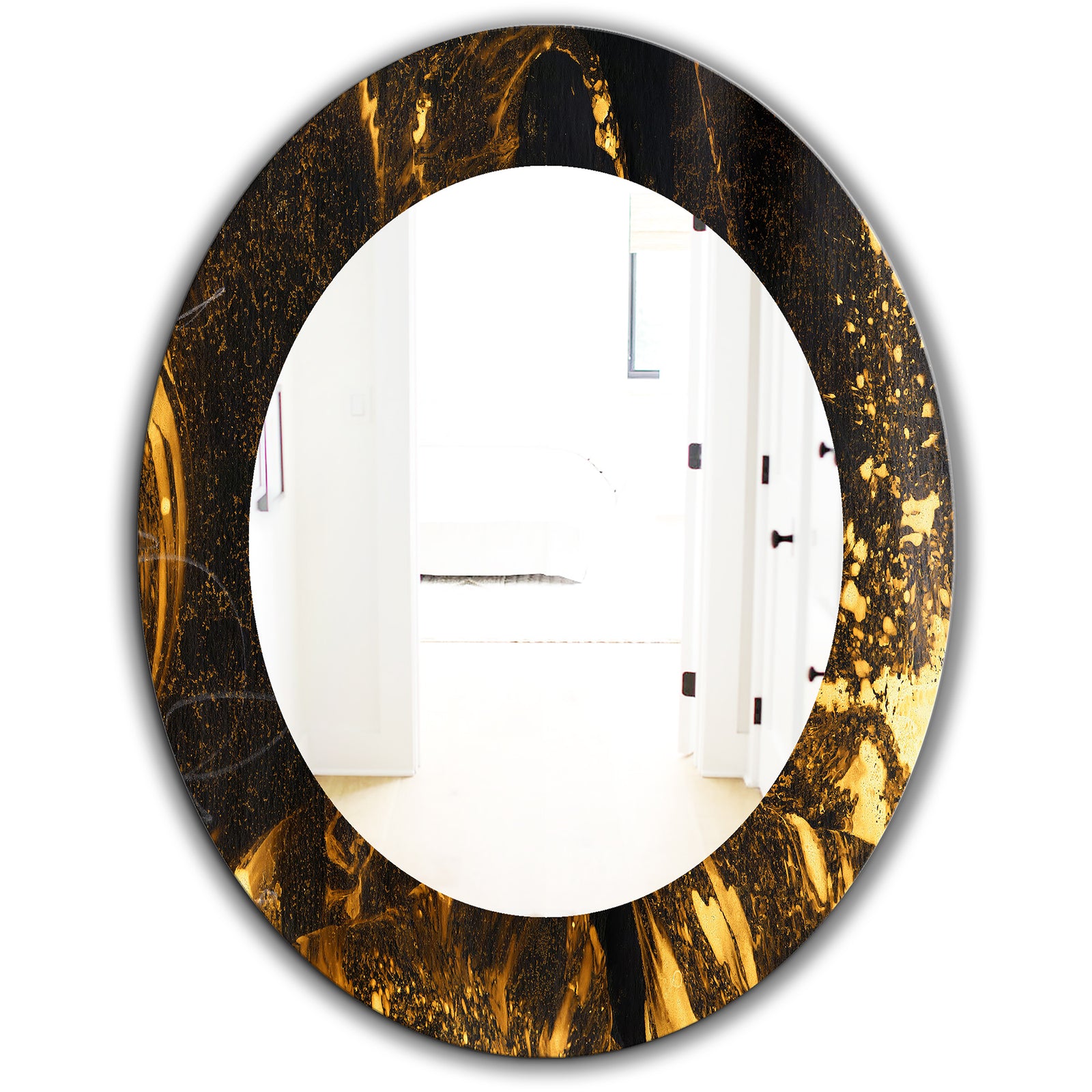 Marbled Yellow 9 - Glam Wall Mirror - Oval or Round Wall Mirror