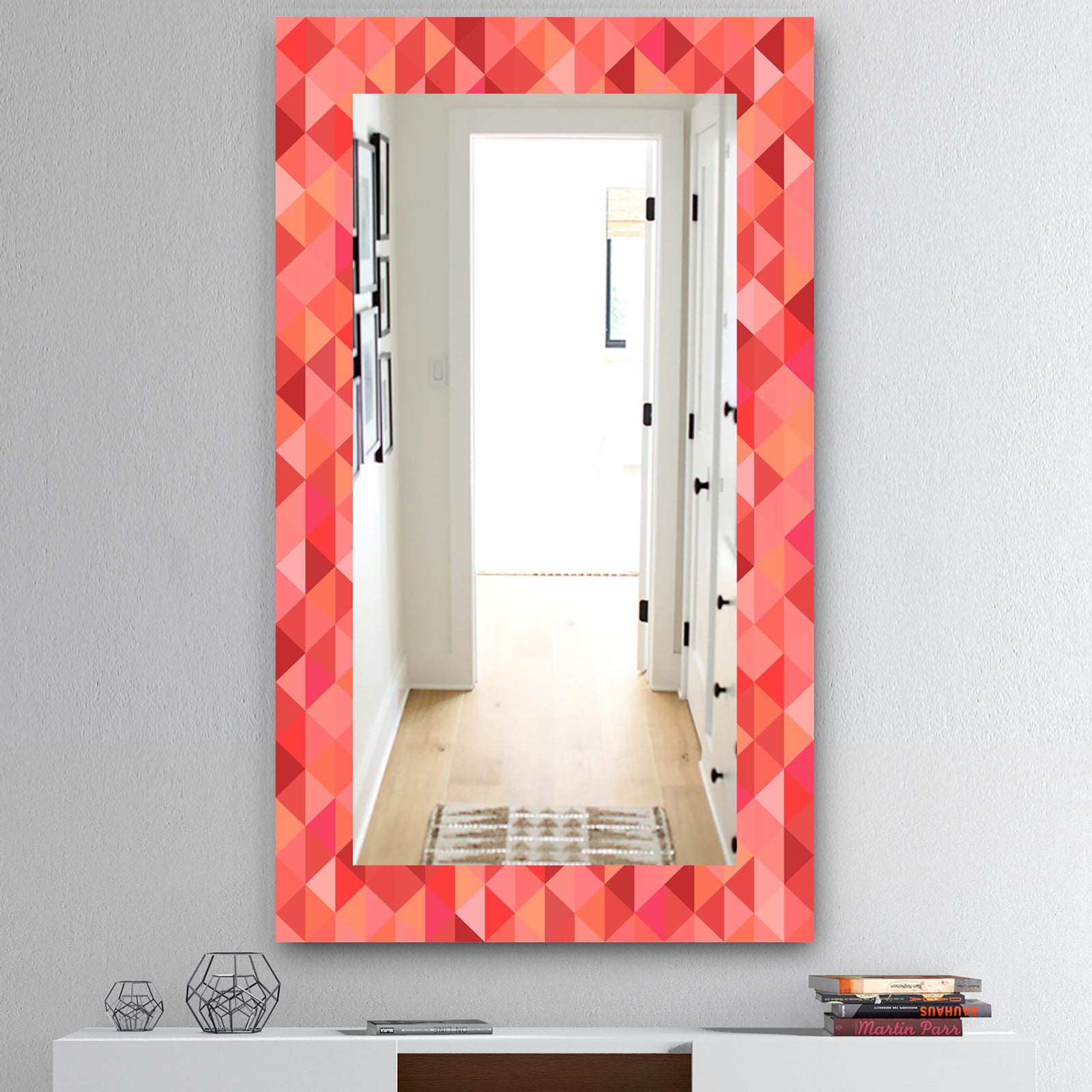 Pink Spheres 14 - Mid-Century Mirror - Frameless Wall Mirror