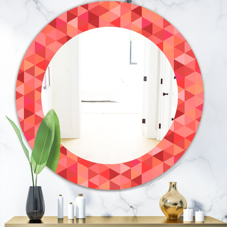 Pink Spheres 14 - Mid-Century Mirror - Frameless Oval or Round Wall Mirror
