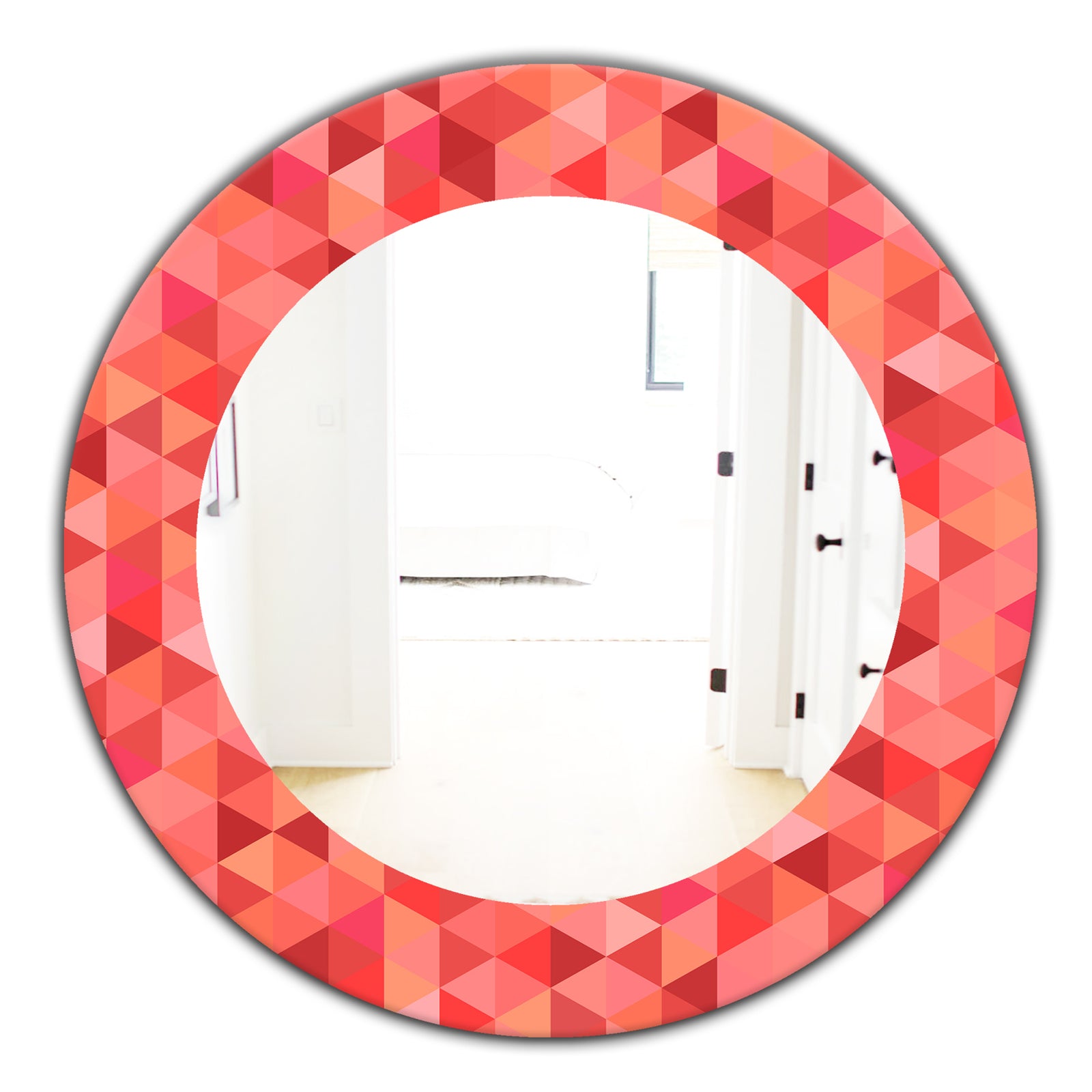 Pink Spheres 14 - Mid-Century Mirror - Frameless Oval or Round Wall Mirror