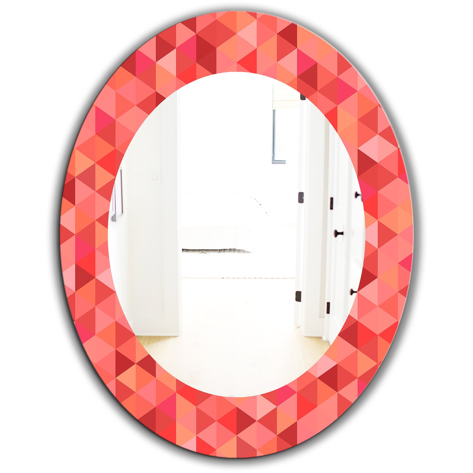 Pink Spheres 14 - Mid-Century Mirror - Frameless Oval or Round Wall Mirror