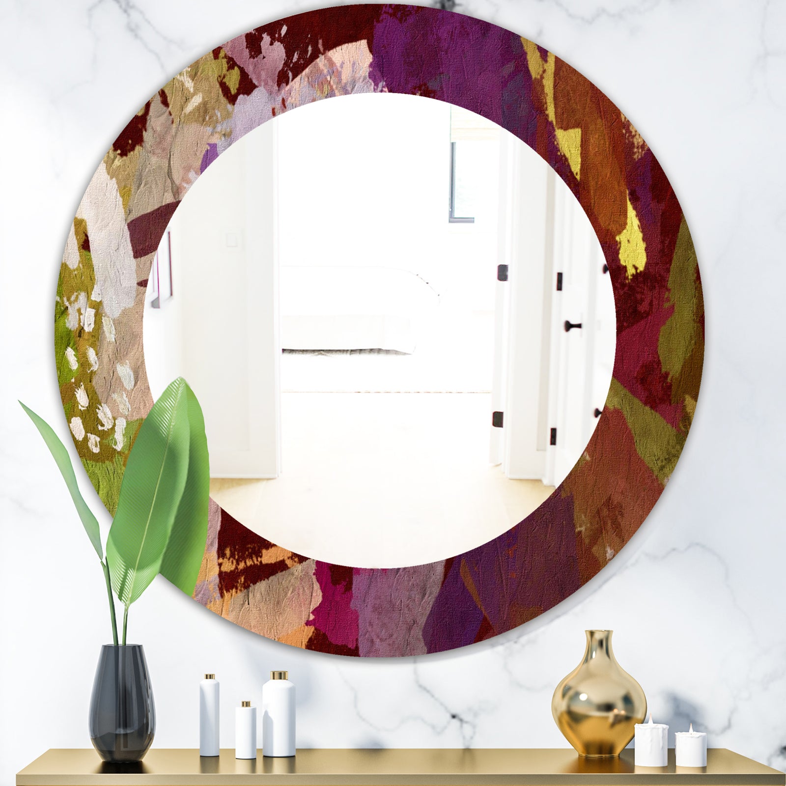 Psychedelic Matte - Modern Mirror - Frameless Oval or Round Wall Mirror