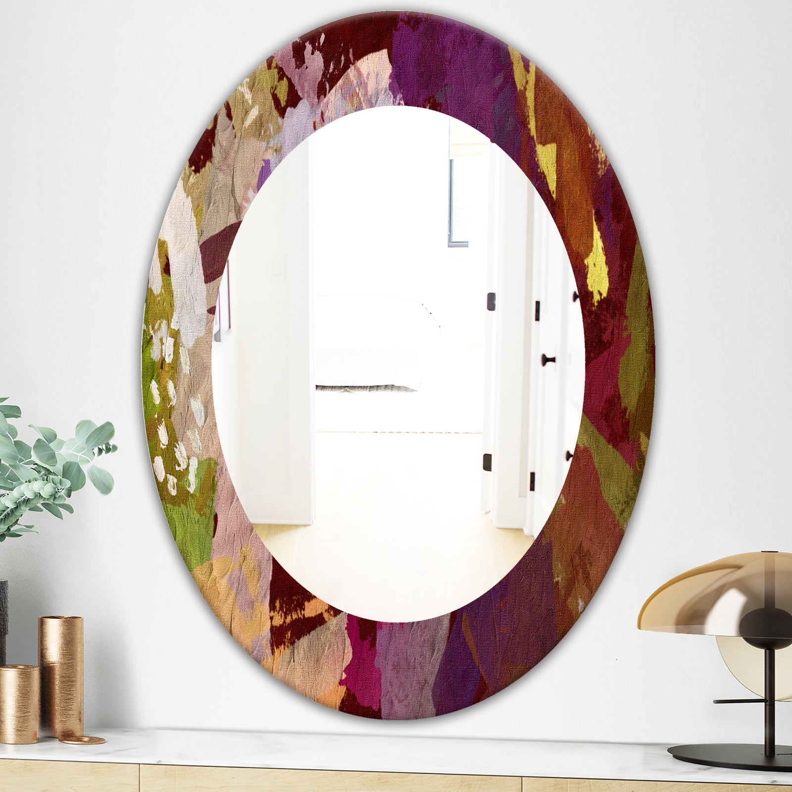 Psychedelic Matte - Modern Mirror - Frameless Oval or Round Wall Mirror