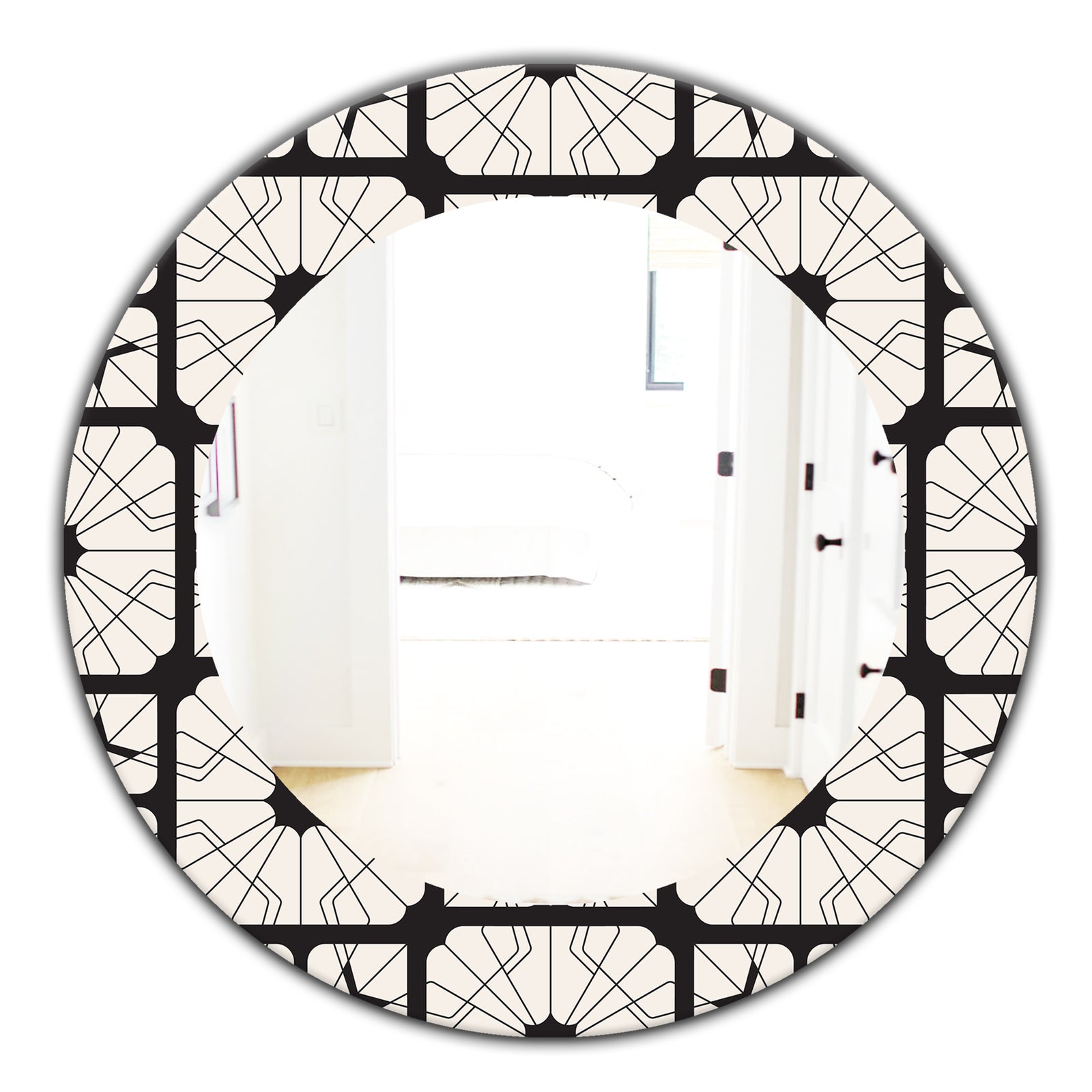 Black & White 9 - Mid-Century Modern Mirror - Oval or Round Wall Mirror