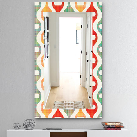 Orange Yellow and Green Shapes - Mid-Century Mirror - Vanity Mirror