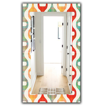 Orange Yellow and Green Shapes - Mid-Century Mirror - Vanity Mirror