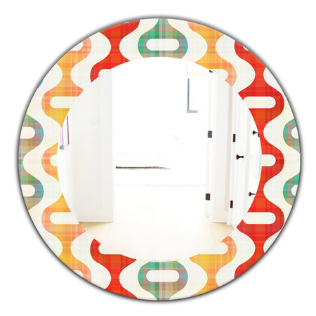 Orange Yellow and Green Shapes - Mid-Century Mirror - Oval or Round Wall Mirror