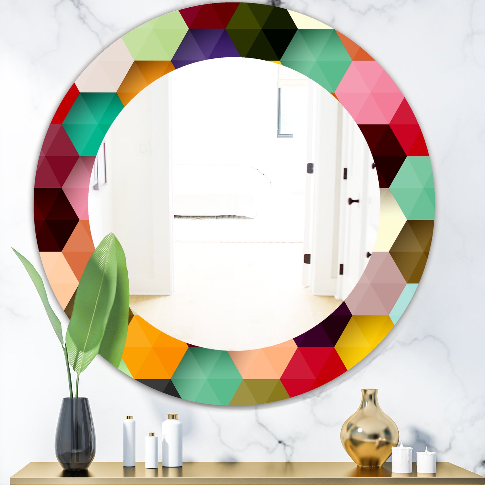 Honeycomb 5 - Mid-Century Mirror - Oval or Round Wall Mirror
