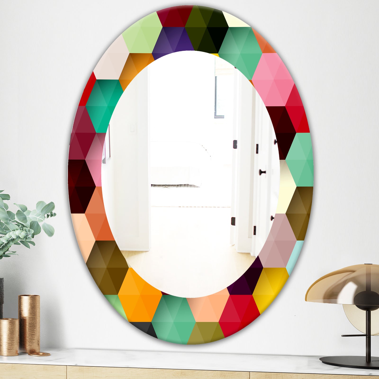Honeycomb 5 - Mid-Century Mirror - Oval or Round Wall Mirror