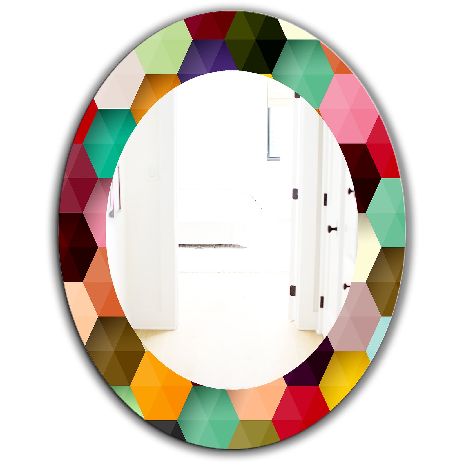 Honeycomb 5 - Mid-Century Mirror - Oval or Round Wall Mirror
