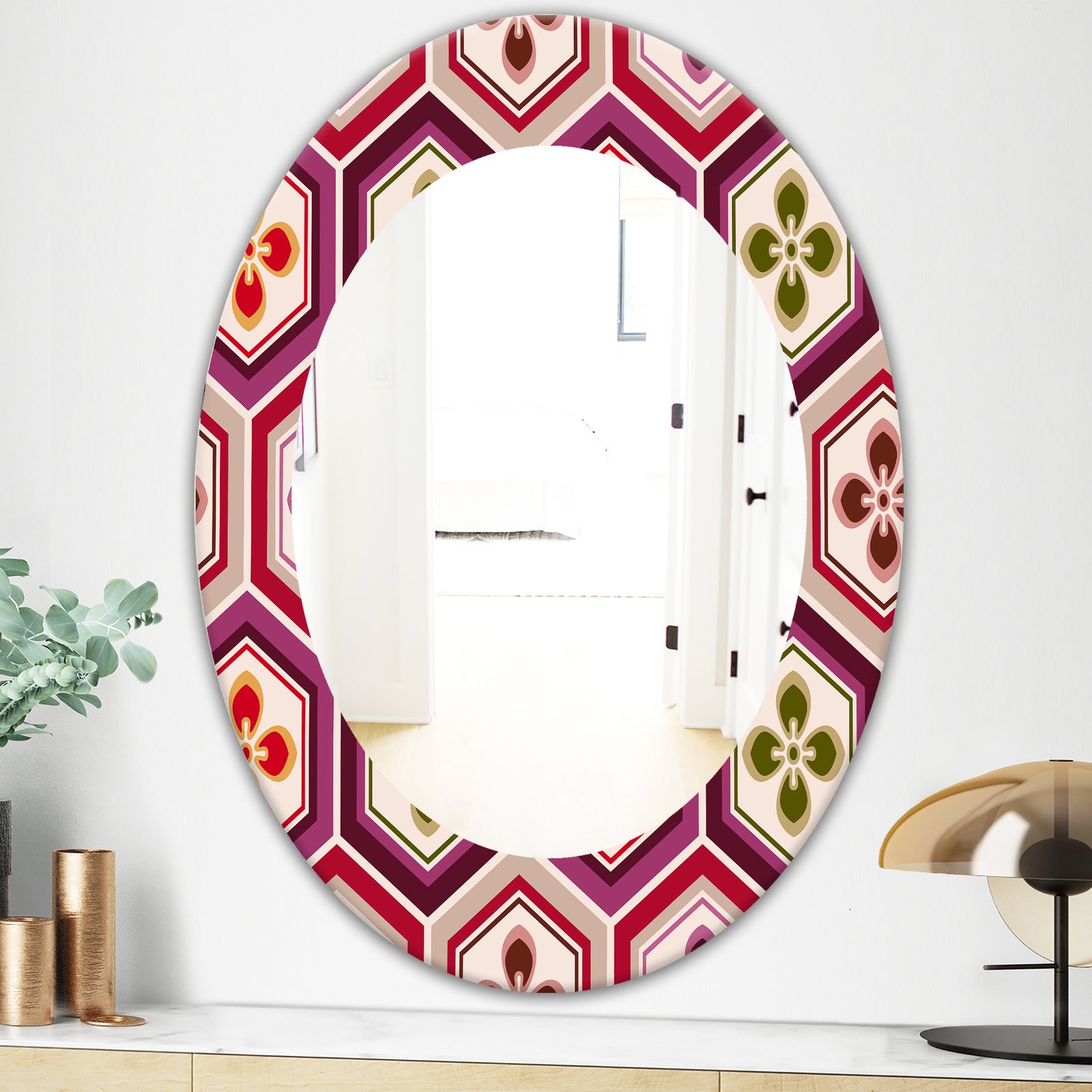 Honeycomb 6 - Mid-Century Mirror - Oval or Round Wall Mirror