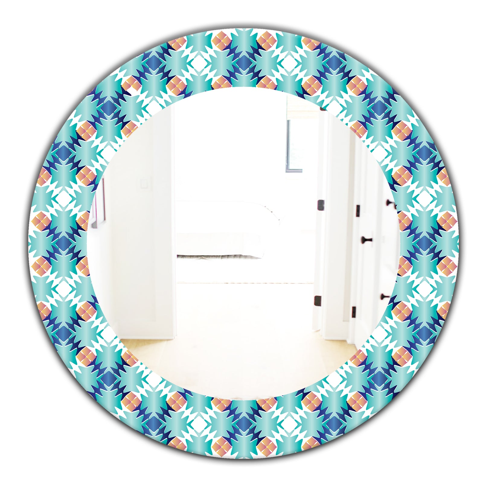 Shades Of Blue - Mid-Century Mirror - Oval or Round Wall Mirror