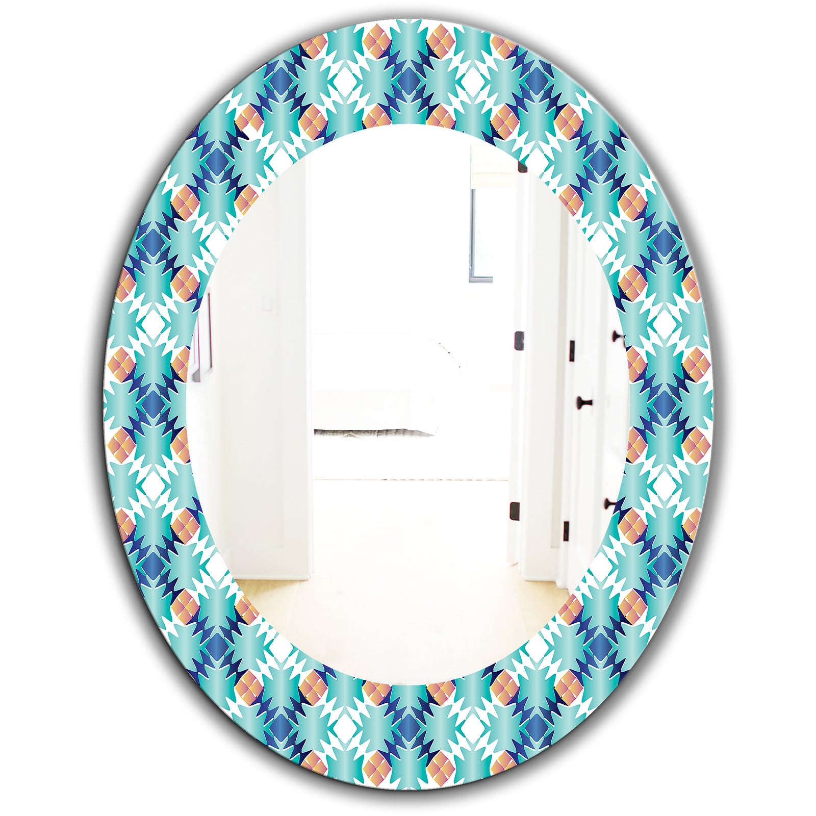 Shades Of Blue - Mid-Century Mirror - Oval or Round Wall Mirror