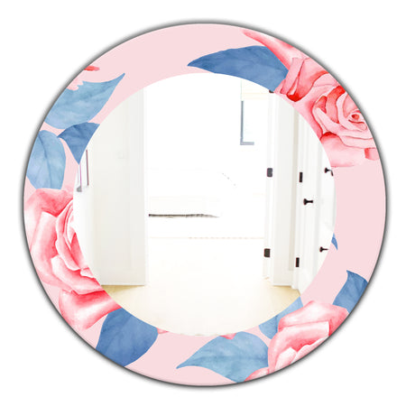 Pink Blossom 59 - Traditional Mirror - Frameless Oval or Round Wall Mirror
