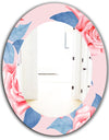 Pink Blossom 59 - Traditional Mirror - Frameless Oval or Round Wall Mirror