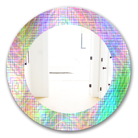 Pastel Checkers - Mid-Century Mirror - Oval or Round Wall Mirror