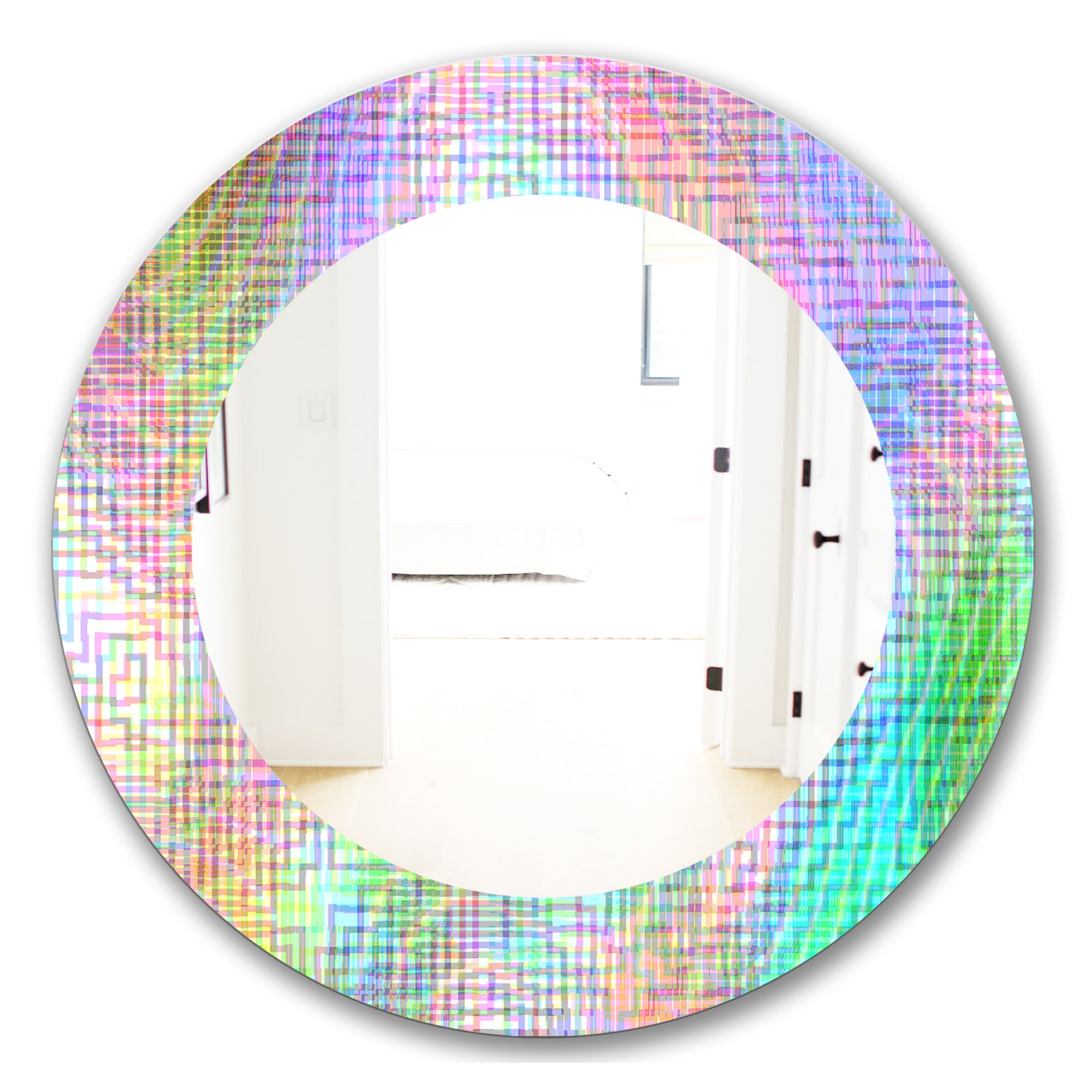 Pastel Checkers - Mid-Century Mirror - Oval or Round Wall Mirror