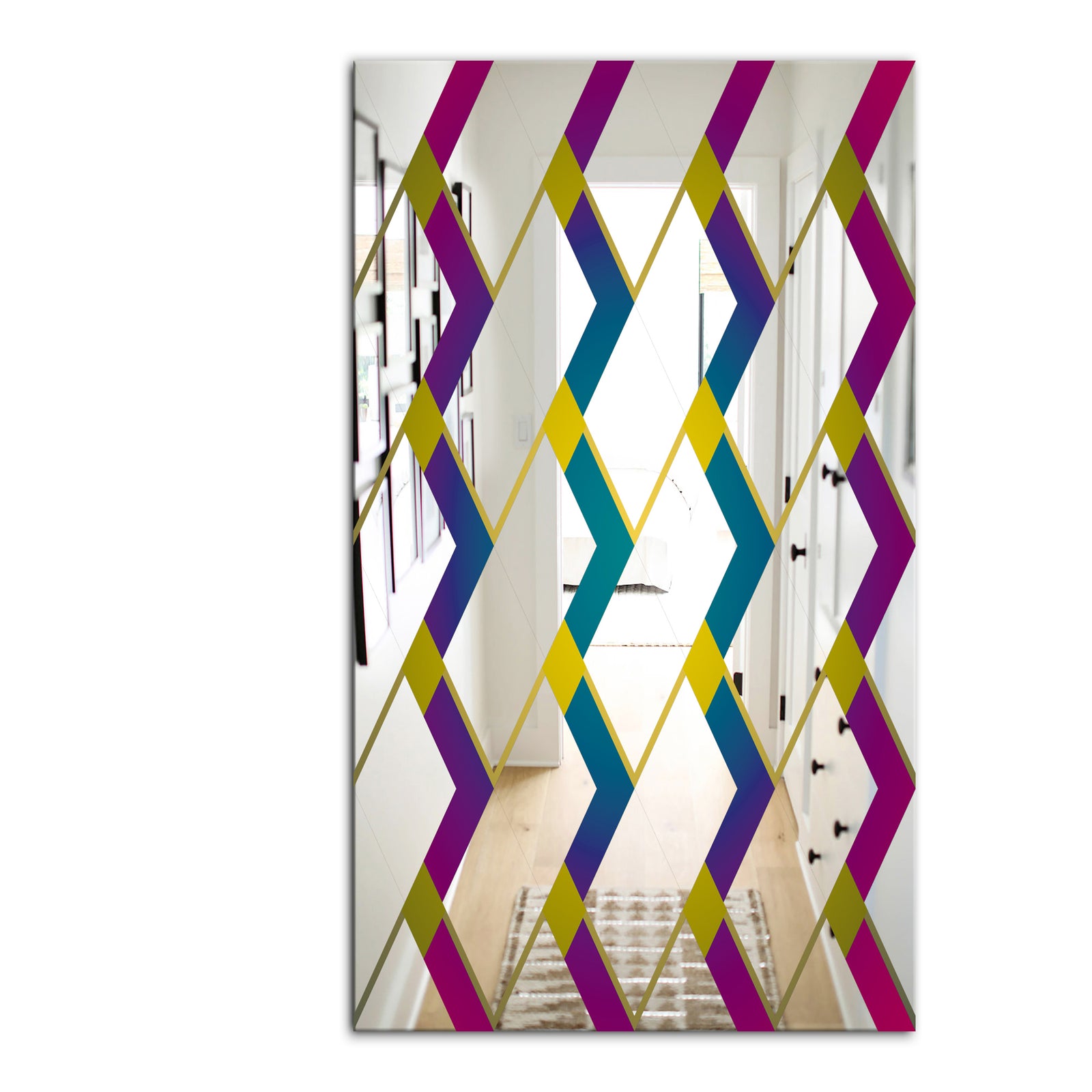 Purple Diamonds - Mid-Century Mirror - Decorative Wall Mirror