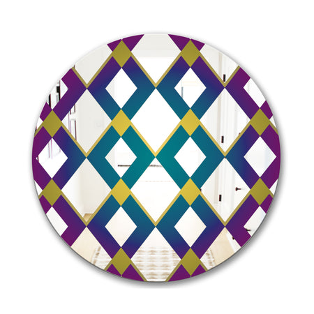 Purple Diamonds - Mid-Century Mirror - Round Decorative Mirror
