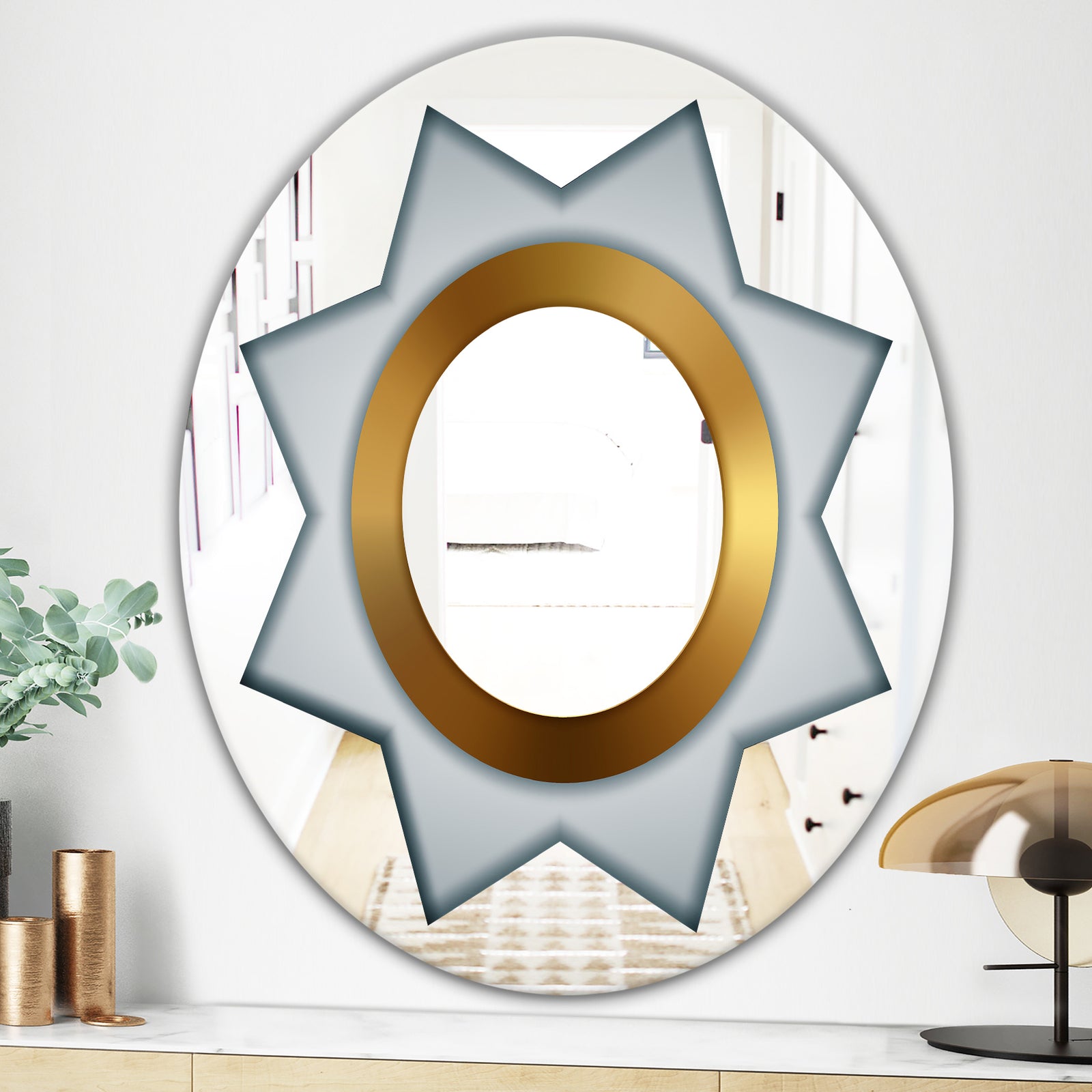 Silver Star - Glam Mirror - Oval or Round Wall Mirror