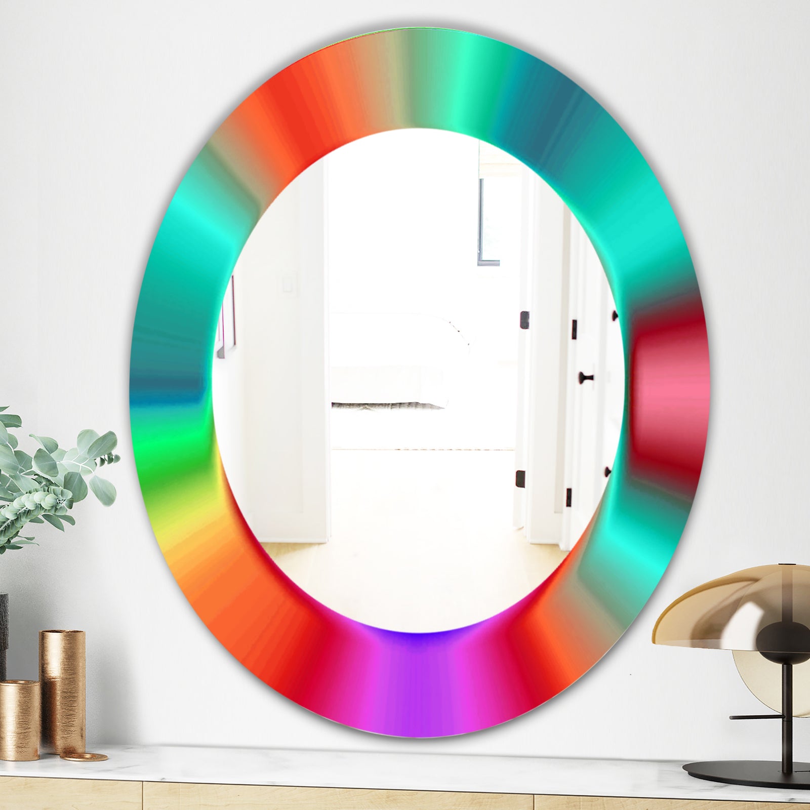 Multicolor Rainbow - Modern Mirror - Oval or Round Vanity Mirror