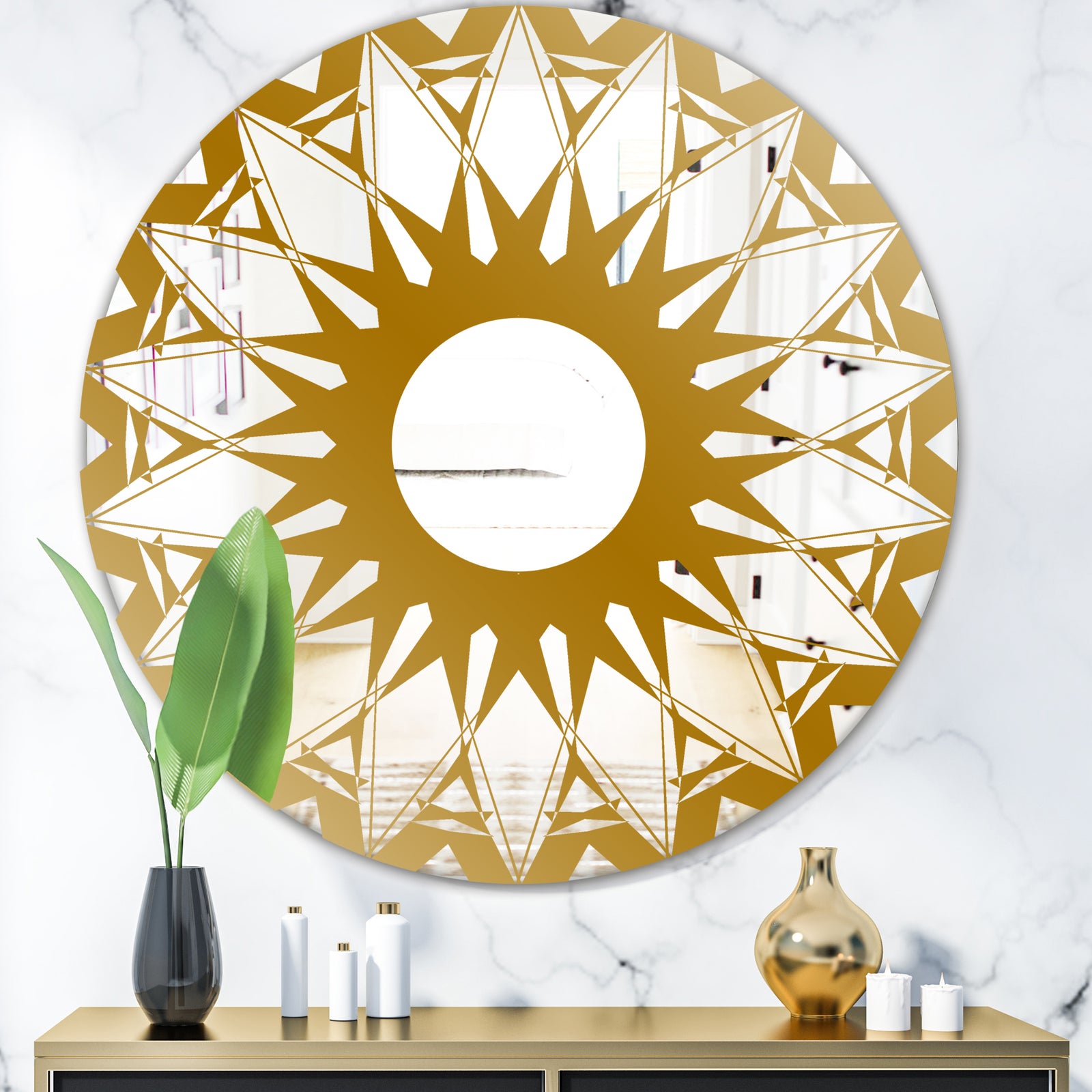 Gold Sunburst - Glam Mirror - Oval or Round Wall Mirror