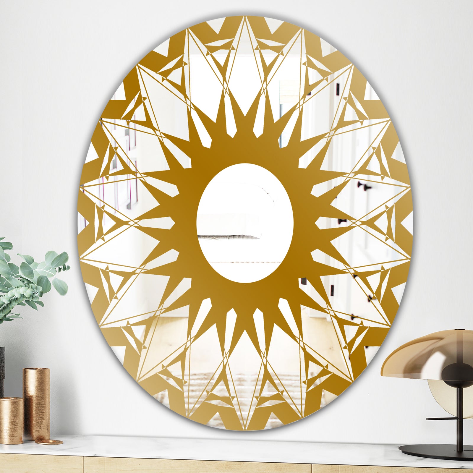 Gold Sunburst - Glam Mirror - Oval or Round Wall Mirror