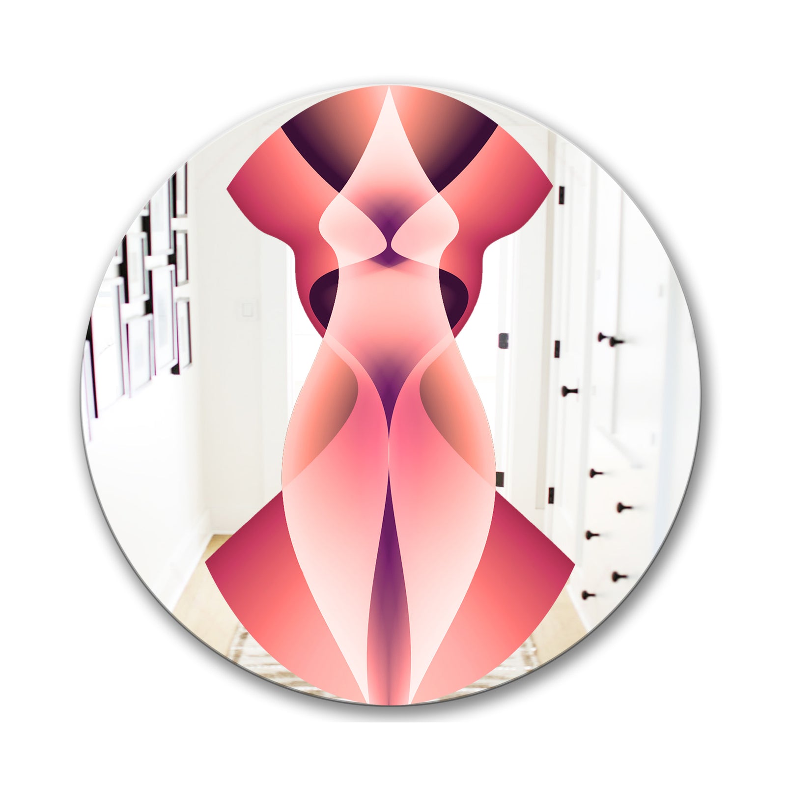 Pink Geo III - Mid-Century Mirror - Round Wall Mirror