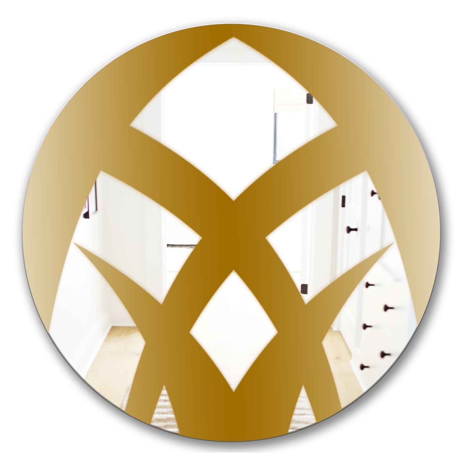 Gold Symmetrical Abstract - Glam Mirror - Oval or Round Wall Mirror