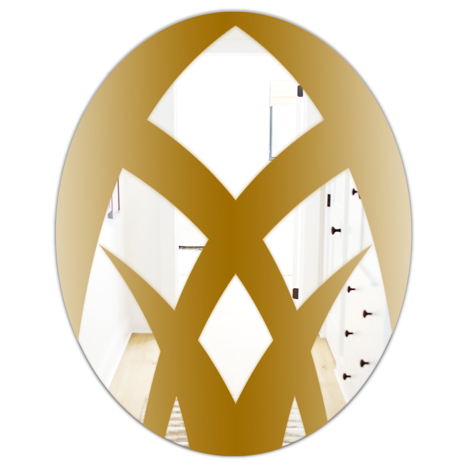 Gold Symmetrical Abstract - Glam Mirror - Oval or Round Wall Mirror