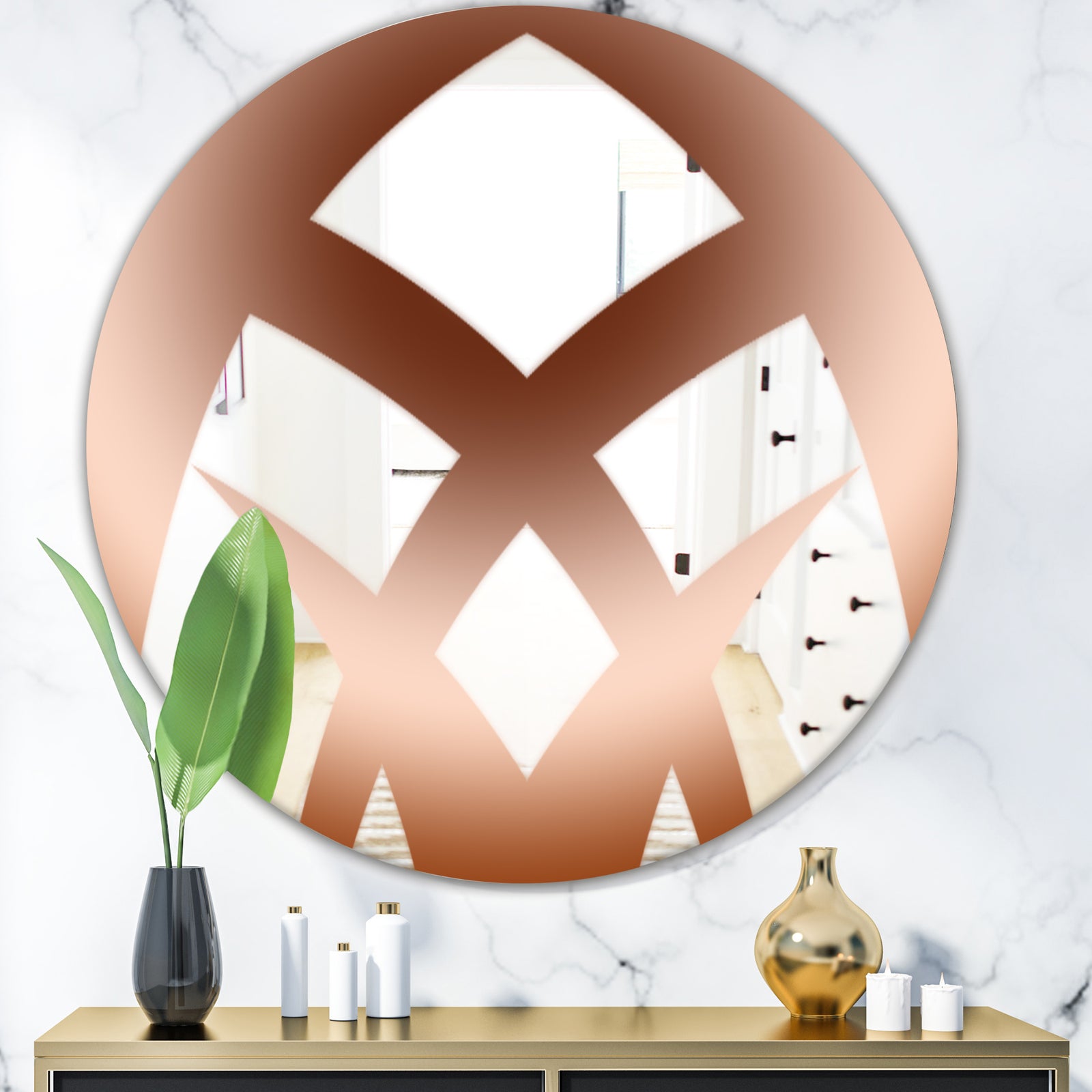 Rose Gold Geo - Glam Mirror - Oval or Round Wall Mirror